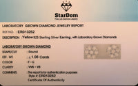 
              1.06 CARAT CERTIFIED LAB GROWN DIAMONDS 8 MM STERLING SILVER GOLD PLATED STUDS EARRINGS
            