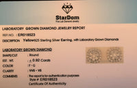 
              .92 CARAT CERTIFIED LAB GROWN DIAMONDS 10 MM STERLING SILVER GOLD PLATED STUDS EARRINGS
            