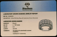 
              1.96 CARAT CERTIFIED LAB GROWN DIAMONDS STERLING SILVER RHODIUM PLATED RING
            