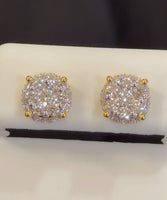 
              .95 CARAT CERTIFIED LAB GROWN DIAMONDS 8 MM STERLING SILVER GOLD PLATED STUDS EARRINGS
            