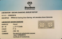 
              2.11 CARAT CERTIFIED LAB GROWN DIAMONDS 13 MM STERLING SILVER RHODIUM PLATED STUDS EARRINGS
            