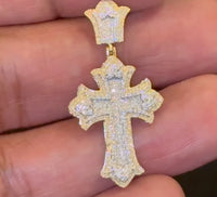 
              10K YELLOW GOLD .50 CARAT 1.50 INCHES NATURAL DIAMOND CROSS PENDANT CHARM
            