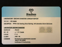 
              1.13 CARAT CERTIFED LAB GROWN DIAMONDS STERLING SILVER 10 MM STUDS EARRINGS
            