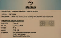 
              .81 CARAT STERLING SILVER 8 MM CERTIFIED LAB GROWN DIAMONDS STUDS EARRINGS
            