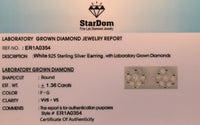
              1.36 CARAT CERTIFIED LAB GROWN DIAMONDS 9 MM STERLING SILVER RHODIUM PLATED STUDS EARRINGS
            