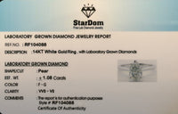 
              14K WHITE GOLD 1.08 CARAT CERTIFIED LAB GROWN DIAMONDS ENGAGEMENT WEDDING RING
            