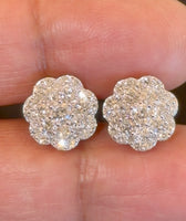 
              1.53 CARAT CERTIFIED LAB GROWN DIAMONDS 12 MM STERLING SILVER GOLD PLATED STUDS EARRINGS
            