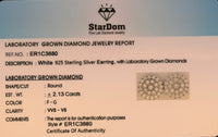 
              2.13 CARAT CERTIFIED LAB GROWN DIAMONDS 13 MM STERLING SILVER RHODIUM PLATED STUDS EARRINGS
            