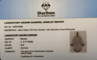 
              3.11 CARAT CERTIFIED LAB GROWN DIAMONDS STERLING SILVER GOLD PLATED 2.75 INCHES HAMSA PENDANT
            