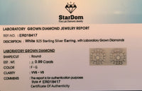 
              .99 CARAT CERTIFIED LAB GROWN DIAMONDS 10 MM STERLING SILVER RHODIUM PLATED STUDS EARRINGS
            