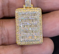
              10K YELLOW GOLD 2.25 CARAT 1.50 INCHES REAL DIAMOND DOG TAG PENDANT CHARM
            