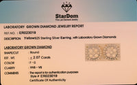 
              2.07 CARAT CERTIFIED LAB GROWN DIAMONDS 12 MM STERLING SILVER GOLD PLATED STUDS EARRINGS
            