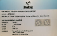 
              1.07 CARAT CERTIFIED LAB GROWN DIAMONDS 10 MM STERLING SILVER GOLD PLATED STUDS EARRINGS
            