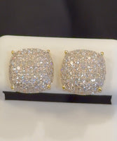 
              1.63 CARAT CERTIFIED LAB GROWN DIAMONDS 11 MM STERLING SILVER GOLD PLATED STUDS EARRINGS
            