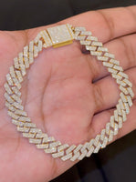 
              6.22 CARAT LAB GROWN DIAMONDS STERLING SILVER GOLD PLATED 8.50 INCHES 10 MM CUBAN LINK BRACELET
            