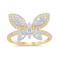 
              10K SOLID YELLOW GOLD .75 CARAT REAL WOMEN DIAMOND BUTTERFLY RING
            