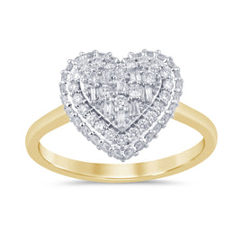 10K SOLID YELLOW GOLD .60 CARAT REAL DIAMOND WOMEN BRIDAL HEART WEDDING ENGAGEMENT RING
