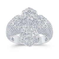 
              10K SOLID WHITE GOLD 3.75 CARAT REAL DIAMOND CROSS ENGAGEMENT RING WEDDING PINKY BAND
            