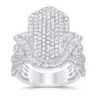 
              10K SOLID WHITE GOLD 3.25 CARAT REAL DIAMOND HAMSA ENGAGEMENT RING WEDDING PINKY BAND
            