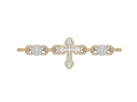 
              10K YELLOW GOLD 6 CARAT REAL DIAMOND 23.22 GRAMS 8 INCHES 20 MM CROSS BRACELET
            