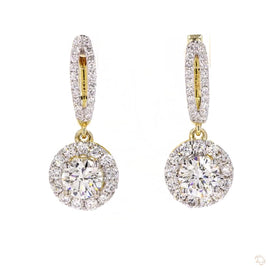 14K YELLOW GOLD 2.42 CARAT CERTIFIED LAB GROWN DIAMONDS STUDS EARRINGS HOOPS