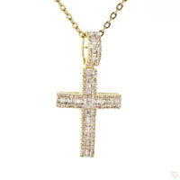 
              10K YELLOW GOLD .75 CARAT REAL DIAMOND 1.25 INCHES CROSS PENDANT CHARM
            
