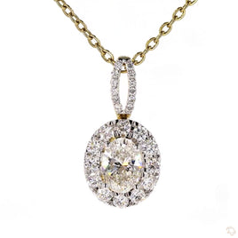 14K YELLOW GOLD 1.73 CARAT OVAL CERTIFIED LAB GROWN DIAMOND PENDANT