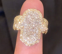 
              10K SOLID YELLOW GOLD 3.25 CARAT REAL DIAMOND HAMSA ENGAGEMENT RING WEDDING PINKY BAND
            