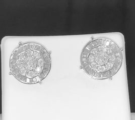 10K WHITE GOLD 1 CARAT 12 MM 100% GENUINE DIAMONDS MENS/WOMENS EARRING STUDS