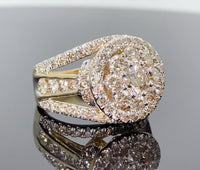 
              10K YELLOW GOLD 3.25 CARAT WOMEN REAL DIAMOND ENGAGEMENT RING WEDDING RING BRIDAL
            