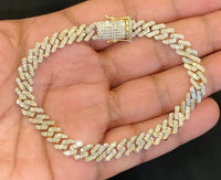 
              10K YELLOW GOLD 4.25 CARAT REAL DIAMONDS 8MM 8.50 INCHES 22.13 GRAM GOLD CUBAN LINK BRACELET
            