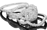 
              10K WHITE GOLD 1.50 CARAT WOMENS REAL DIAMOND ENGAGEMENT RING WEDDING BANDS SET
            