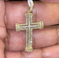 
              10K YELLOW GOLD 1 CARAT 1.50 INCHES REAL DIAMOND MEN CROSS PENDANT WITH GOLD CHAIN
            
