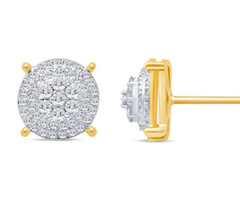10K YELLOW GOLD .40 CARAT 8 MM 100% GENUINE DIAMONDS MENS/WOMENS EARRING STUDS