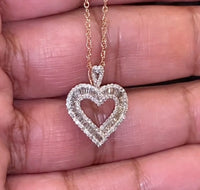 
              10K ROSE GOLD .75 CARAT REAL DIAMOND HEART PENDANT NECKLACE WITH ROSE GOLD CHAIN
            