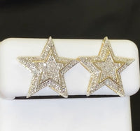
              10K YELLOW GOLD .50 CARAT 16 MM 100% GENUINE DIAMONDS MENS/WOMENS STAR EARRING STUDS
            