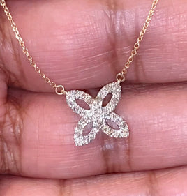 10K YELLOW GOLD .40 CARAT REAL DIAMOND PENDANT NECKLACE WITH GOLD CHAIN
