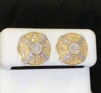 
              10K YELLOW GOLD .65 CARAT 13 MM 100% GENUINE DIAMONDS MENS/WOMENS EARRING STUDS
            