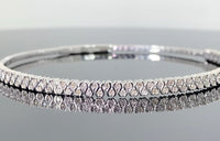 
              10K WHITE GOLD .50 CARAT REAL DIAMOND BRACELET BANGLE
            