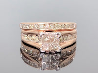 
              10K ROSE GOLD 1.10 CARAT WOMENS REAL DIAMOND ENGAGEMENT RING WEDDING BAND SET
            