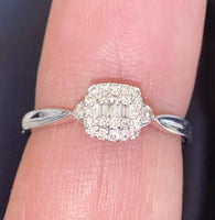 
              10K WHITE GOLD .20 CARAT WOMENS REAL DIAMOND ENGAGEMENT WEDDING RING
            