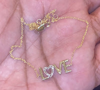 
              10K YELLOW GOLD .10 CARAT REAL DIAMOND 10 INCHES ANKLET
            