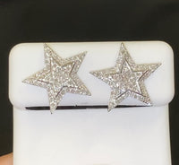 
              10K WHITE GOLD .50 CARAT 16 MM 100% GENUINE DIAMONDS MENS/WOMENS STAR EARRING STUDS
            