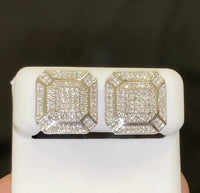 
              10K WHITE GOLD .60 CARAT 14 MM 100% GENUINE DIAMONDS MENS/WOMENS EARRING STUDS
            