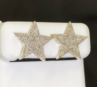 
              10K YELLOW GOLD .50 CARAT 16 MM 100% GENUINE DIAMONDS MENS/WOMENS STAR EARRING STUDS
            