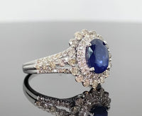 
              10K WHITE GOLD 2.50 CARAT DIAMOND & BLUE SAPPHIRE RING
            