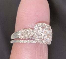 10K WHITE GOLD 1.25 CARAT WOMEN REAL DIAMOND ENGAGEMENT RING WEDDING BAND BRIDAL SET