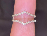 
              10K WHITE GOLD SOLITAIRE ENHANCER .25 CARAT DIAMOND RING GUARD WRAP WEDDING BAND
            