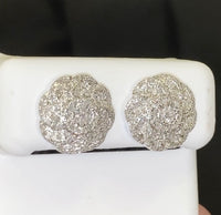 
              10K WHITE GOLD .65 CARAT 12 MM 100% GENUINE DIAMONDS MENS/WOMENS EARRING STUDS
            