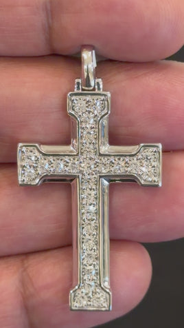 .52 CARAT CERTIFIED LAB GROWN DIAMONDS STERLING SILVER RHODIUM PLATED 1.85 INCHES CROSS PENDANT